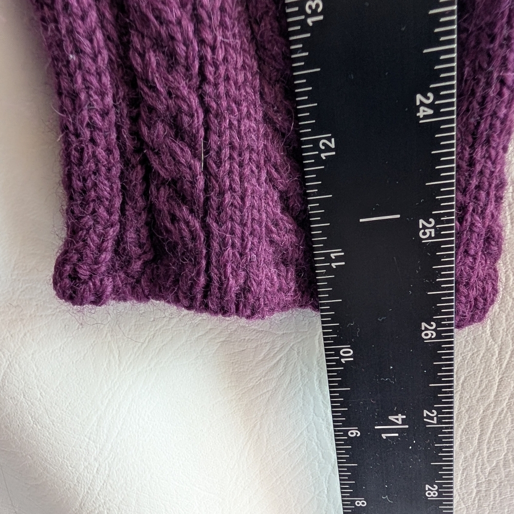 Shades Of Aran Ireland Purple Wool Fisherman Cable Knit Zipper Cardigan Sweater - Picture 12 of 13